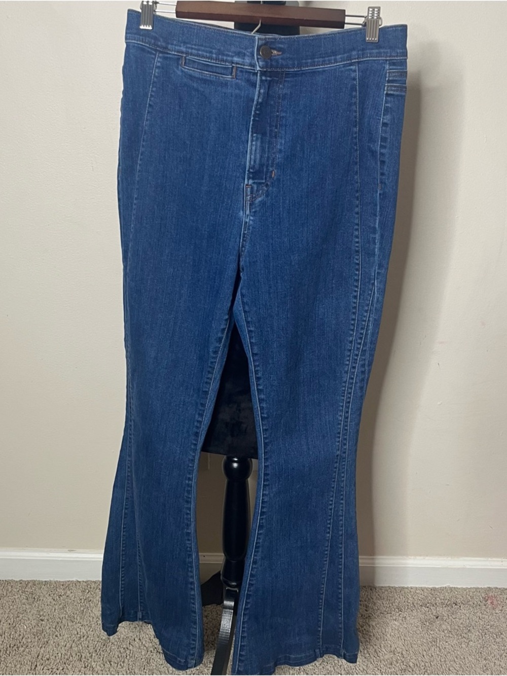 Veronica Beard Women’s Sheridan High Rise Exaggerated‎ Flare Blue Denim Jeans 30 - Picture 2 of 12